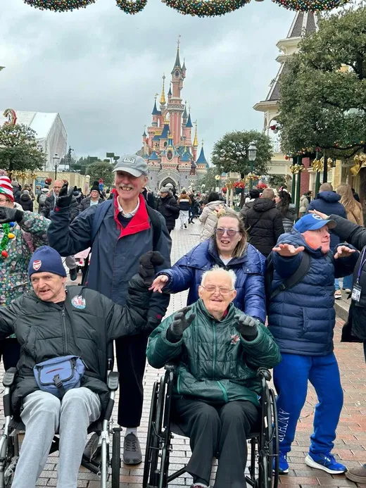 The Spiral group on Main Street with the Disneyland Paris castle behind them