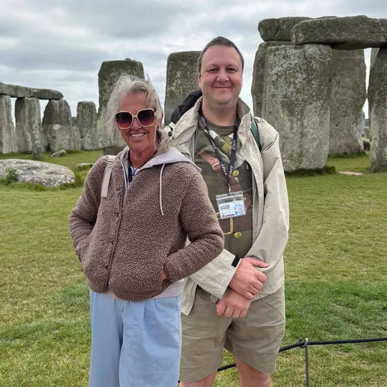 Two Spiral team members smiling together on holiday